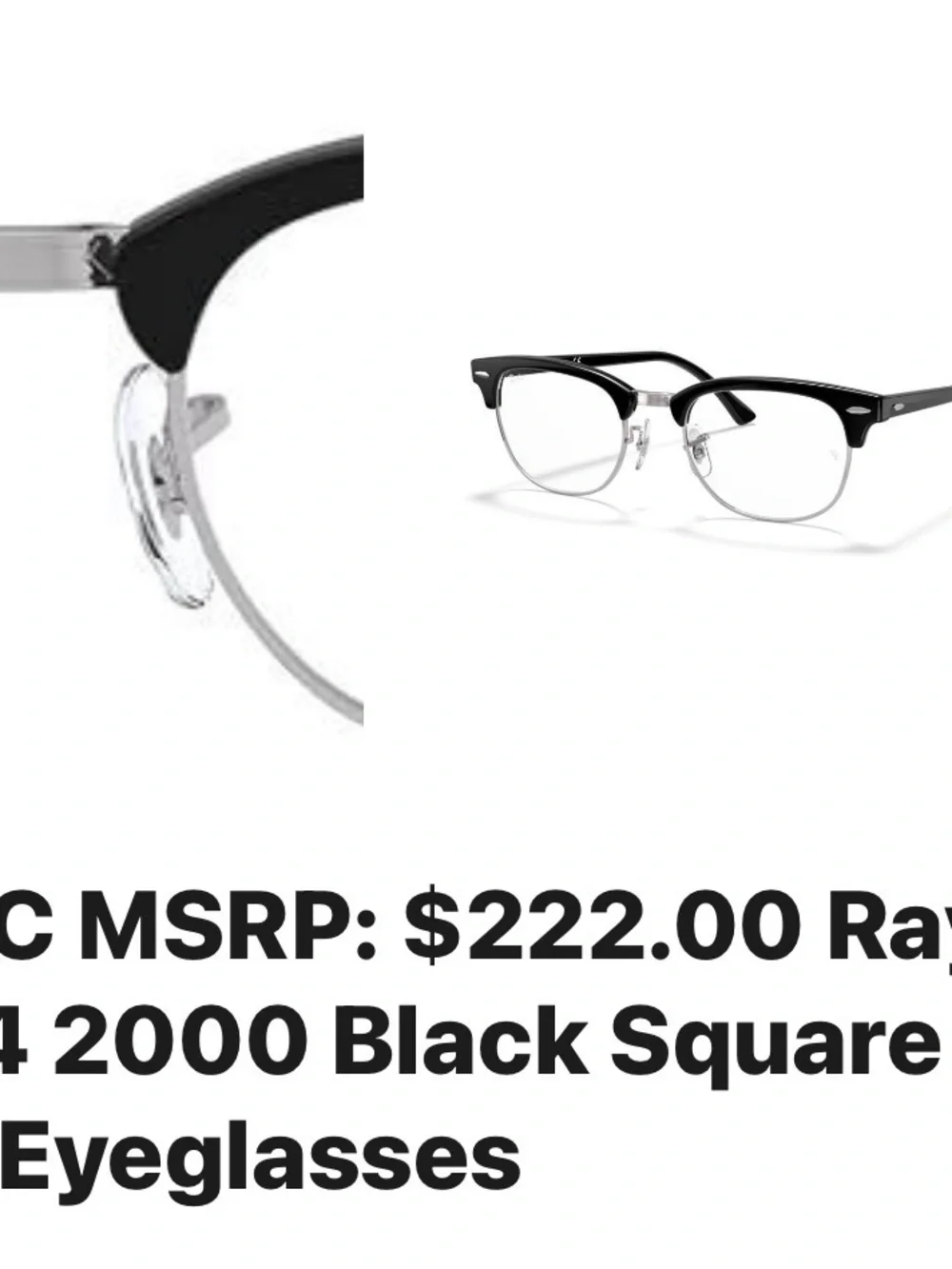 Ray-Ban Black and Silver Semi-Rimmed Eyeglasses